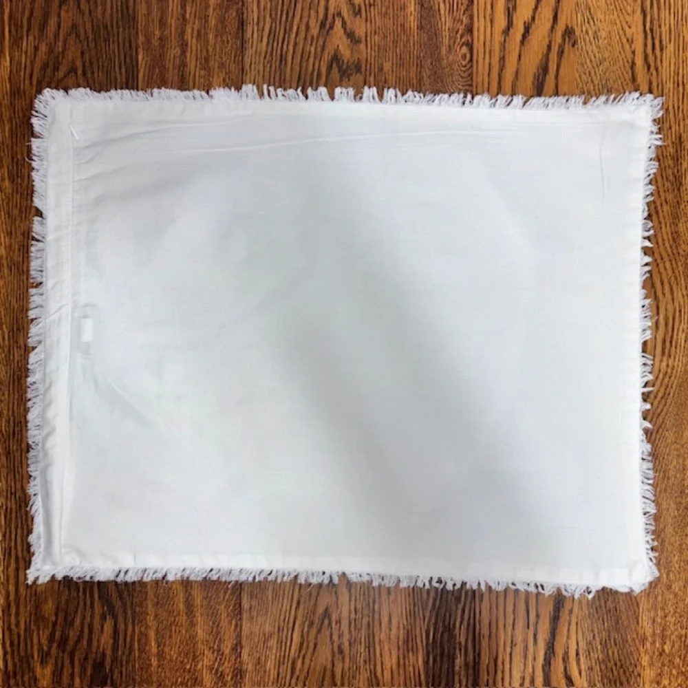 CASA LUNA White Fringed Pillow Shams Covers Full/Queen Size Set of Two